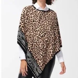 🛑 1 hour sale. NWT. Chico's, L/XL, Animal Print Poncho w/ Black Border